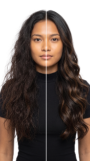 Before and after: dark curly hair