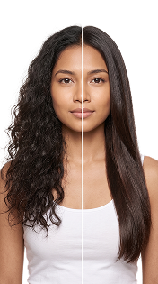 Before and after: frizz control